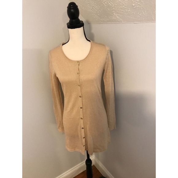 Lilly Pulitzer Women's Gold Metallic Jacey Cardigan Sweater Ex-Small - NWT - Picture 1 of 12
